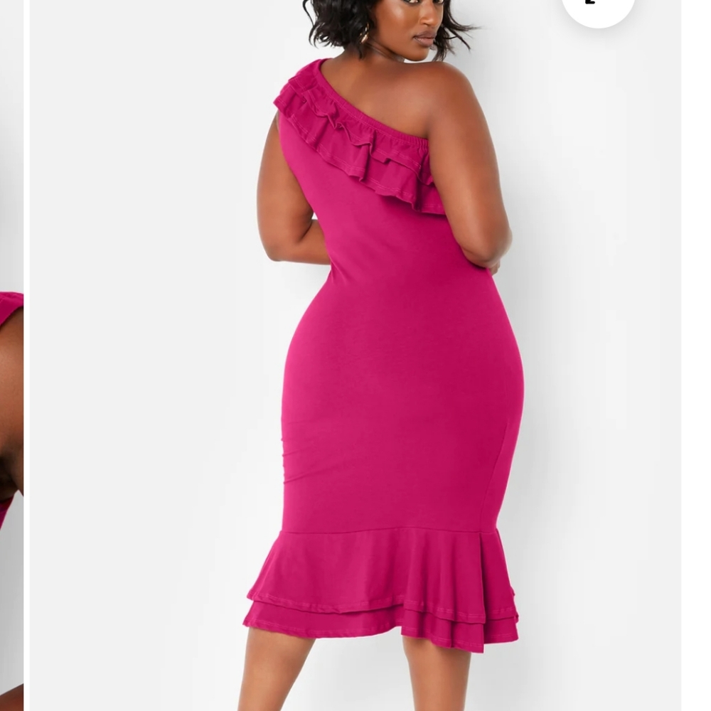 RUFFLE MIDI BODYCON DRESS - Picture 4 of 9